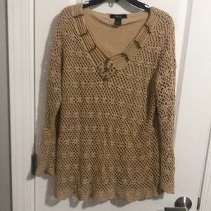 Style & Co size 1X crochet B neck cotton rayon lined sweater